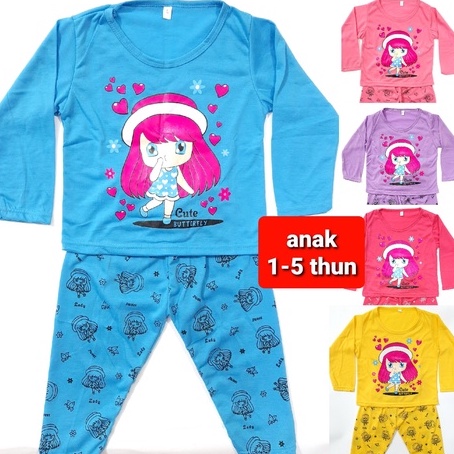 ( Grosir ) 1-5 thun ( MIX uk =S,M,L,XL ) setelan PP kaos anak perempuan ( 50 pcs =1 klik) baju random gambar campur pakaian