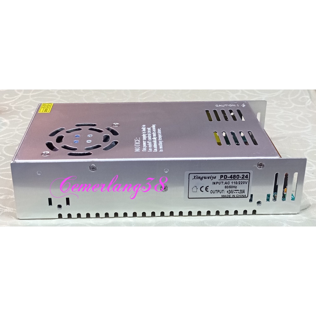 Switching Power Supply 24V 20A PII Adaptor Jaring 24 V 20 A 480 Watt AC DC PSU 24 Volt 20A