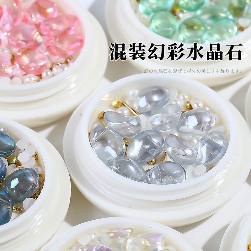 Pretty  hiasan crystal clear white mix shape / acc white pearl hiasan kuku charm nail wheel