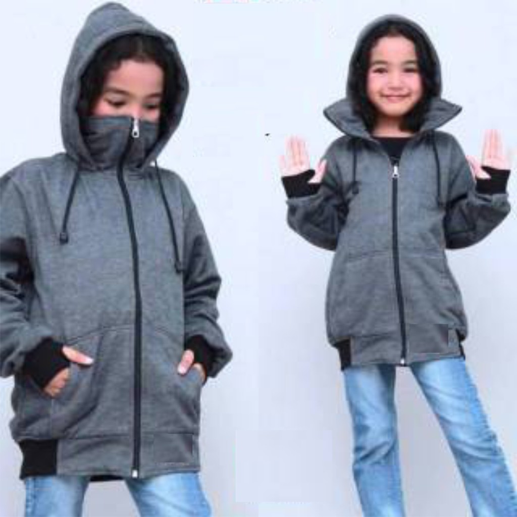 JAKET ANAK POLOS HOODIE ZIPPER ROUNDHAND NINJA KEKINIAN LAKILAKI PEREMPUAN USIA 2TAHUN SAMPAI 12TAHUN BAHAN FLEECE TERBARU