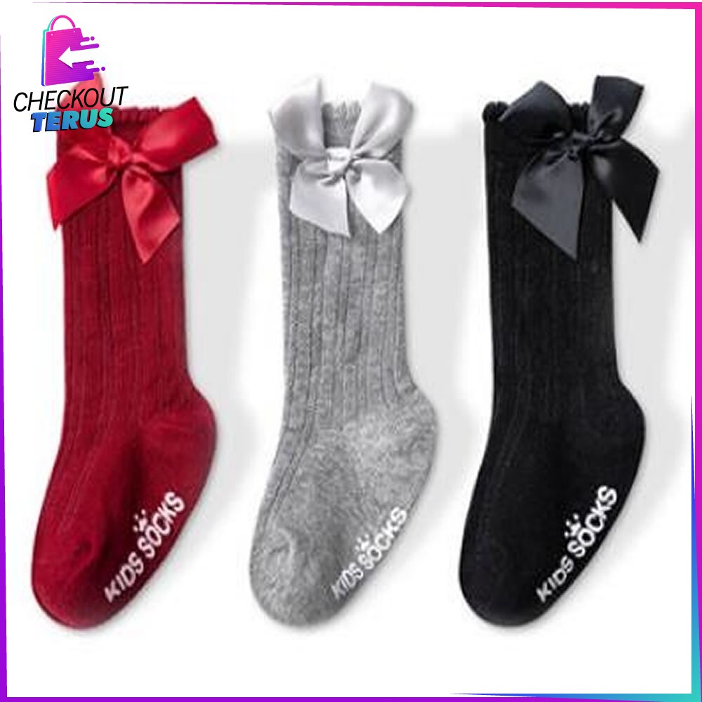 CT P89 Kaos Kaki Anak Perempuan Panjang Pita Anti slip Kaos Kaki Anak Anti Tergelincir Kaos Kaki Anak Cewek Antislip Kids Sock