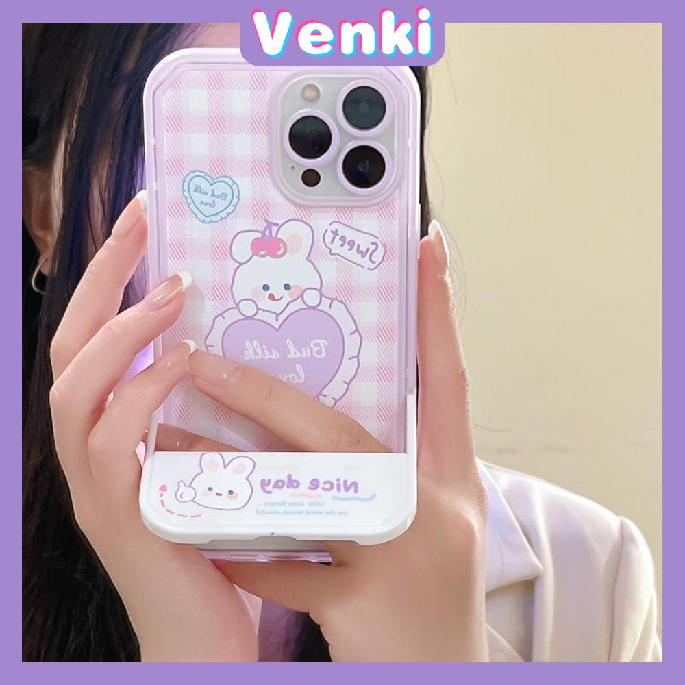 iPhone Case Acrylic Invisible Folding Stand Silicone Soft Case Shockproof Camera Cover Rabbit Cute Cartoon Compatible For iPhone 11 Pro Max 13 Pro Max 12 Pro Max 7Plus xr XS Max