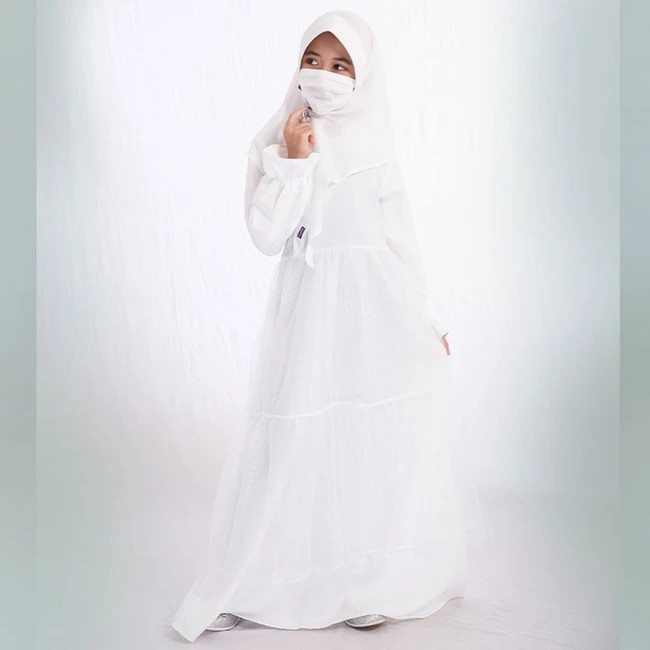 COUPLE GANARA MARGIA ELZATTA/ COUPLE IBU DAN ANAK / GAMIS FORMAL ANAK/ GAMIS PUTIH ELZATTA