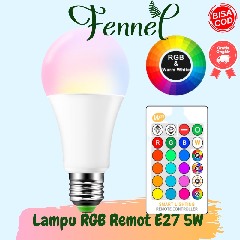 Lampu Bohlam RGB dengan Remote Control E27 5W B5