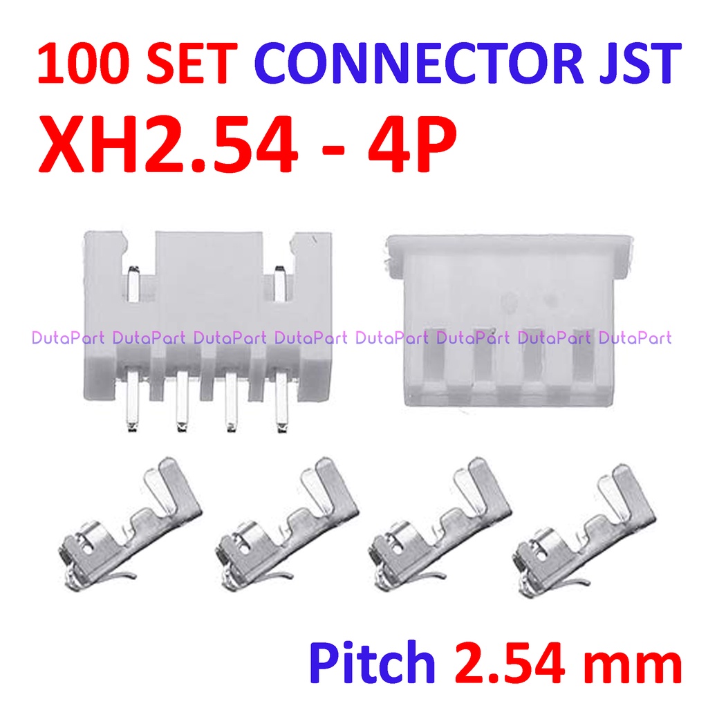 100 SET Connector JST XH2.54 - 4P - Male Female Pin Kaki Lurus 2.54mm