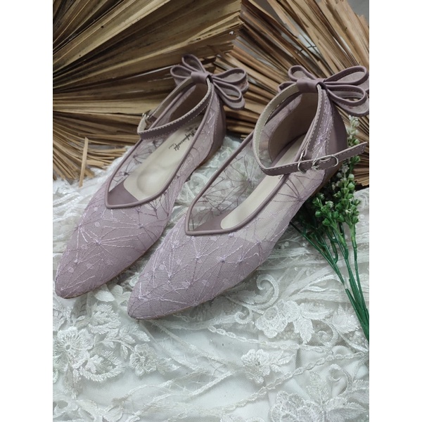 flatshoes wanita vilea mauve tali pita