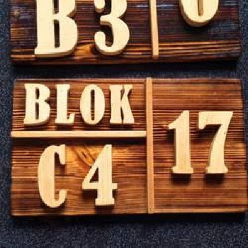 papan nomor/huruf rumah kayu dinding gantung minimalis bisa custom/request uk.20x30& 15x20