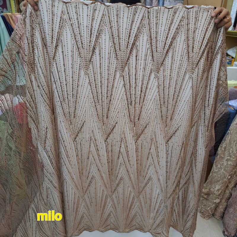 (COD) bahan kain tulle korea Glare sparkie full payett mewah/tille Glare terbaru berpayet jepang/kai