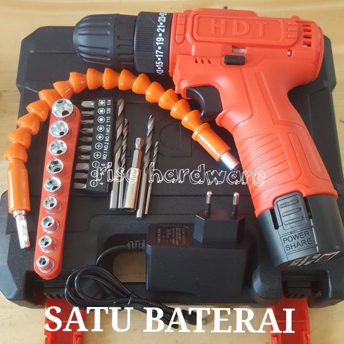 mesin bor SET cordless SATU Baterai Drill battery Xenon mollar HDT HnL