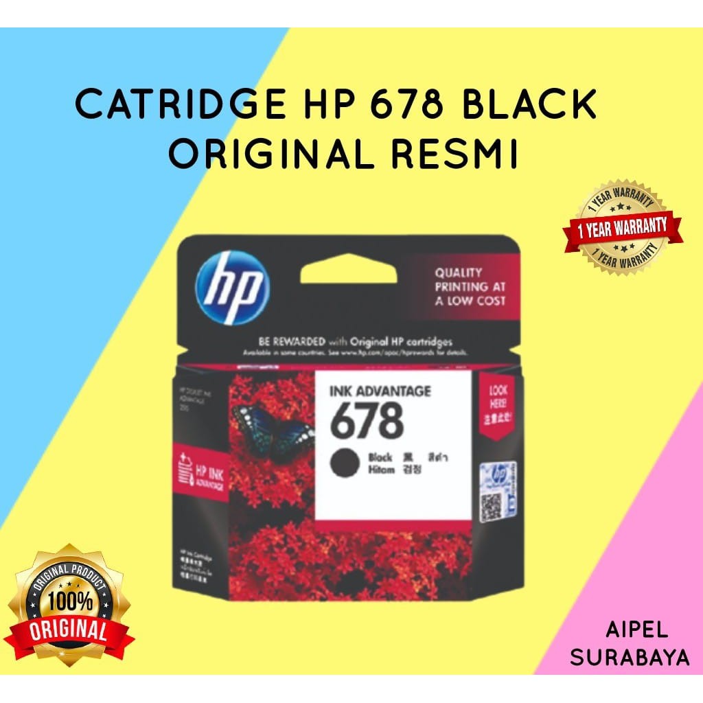 678B | CATRIDGE HP 678 BLACK ORIGINAL RESMI