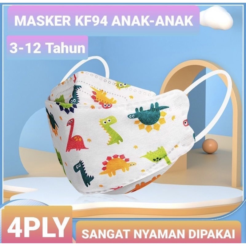 Masker KF94 CAREION Anak Motif Karakter Cartoon 4 Ply isi 10 pcs Warna warni