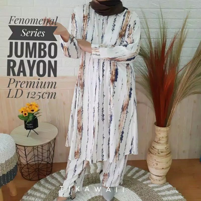 SETELAN RAYON JUMBO MAHARANI LONG TUNIK TERBARU // ONE SET LONG TUNIK MOTIF TERBARU