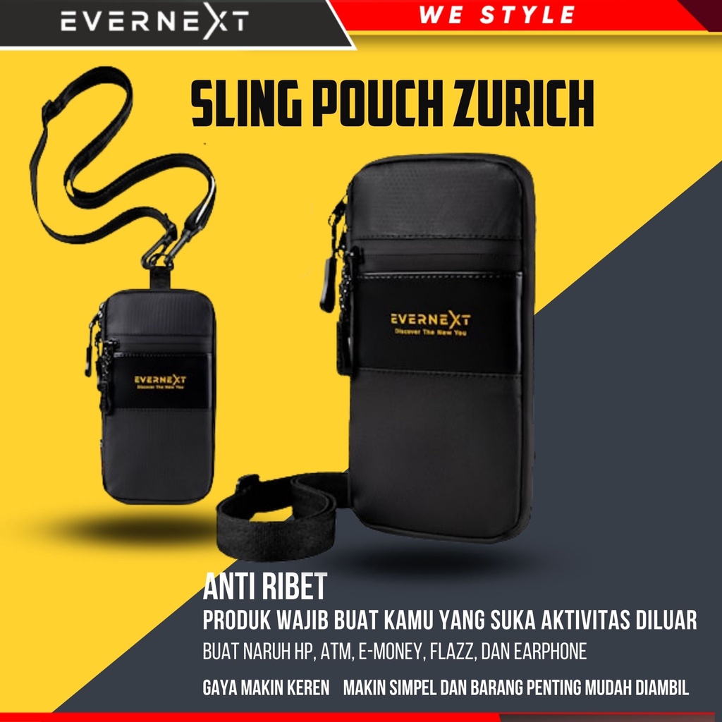 ORIGINAL SLING POUCH DOMPET TAS KALUNG LEHER FOR MENS LADIES PRIA WANITA  FOR PHONE HP KARTU ANTI AI