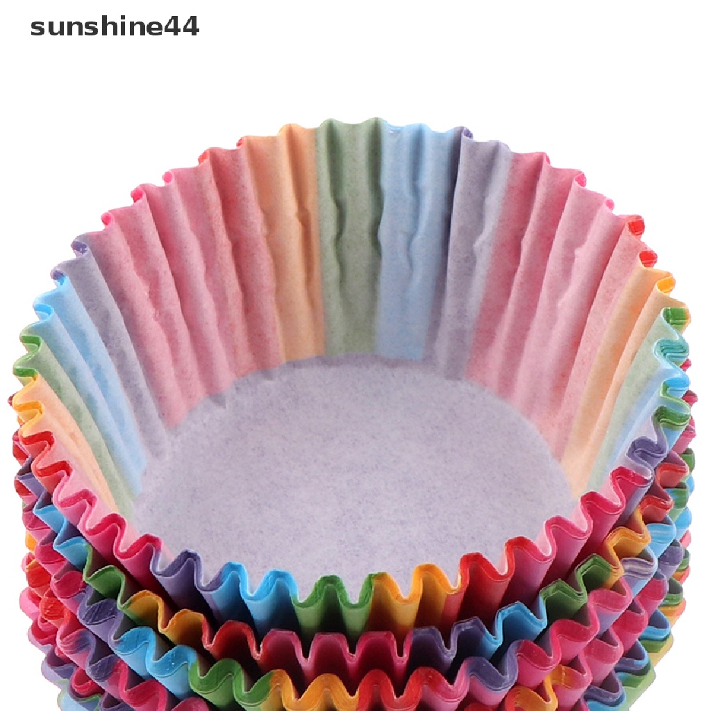 Sunshine 100pcs Kertas Cetakan Cupcake Warna Hujan