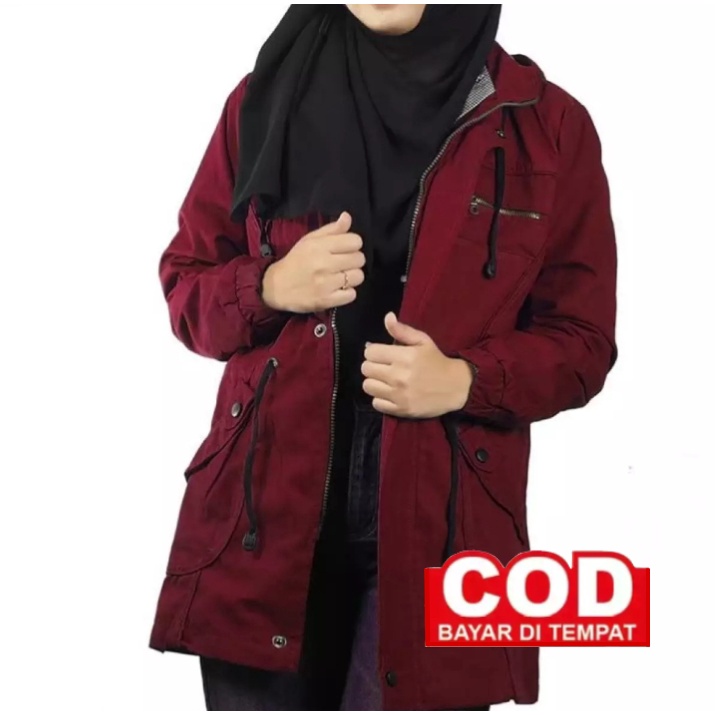 Jaket Wanita Muslimah Kekinian Size L - XL - XXL - XXXL - XXXXL Jumbo Bahan Baby Canvas