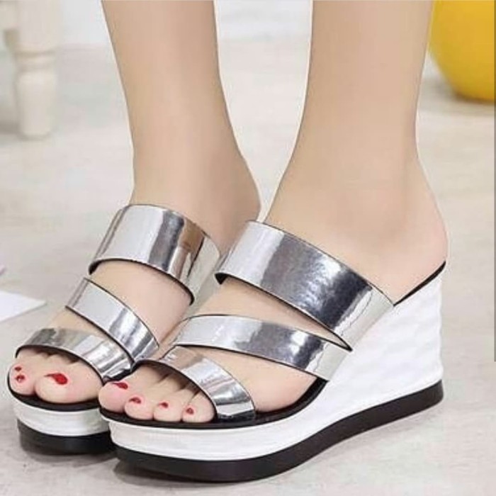 Lagi Trend Tm227 - Sepatu Wedges Slavina Carllie Original Sneak EV821 Sandal Wedges Wanita Claudi