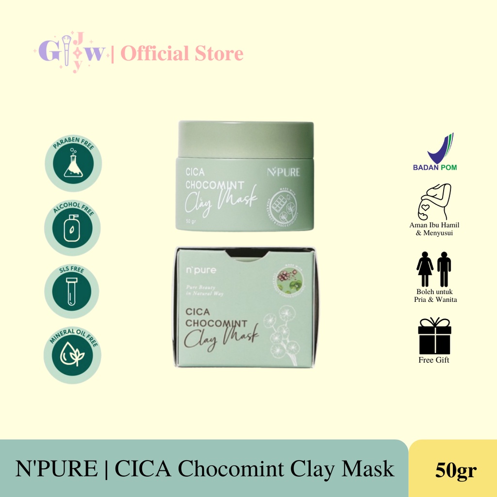 B11 N'PURE cica centella clay mask masker wajah face jerawat anti acne bruntusan beruntusan perawatan anti aging murah original asli npure scrub peel minyak dry oily skin berminyak kering kulit pelembab sheet kecantikan anak ibu dewasa cowo cewe chocomint