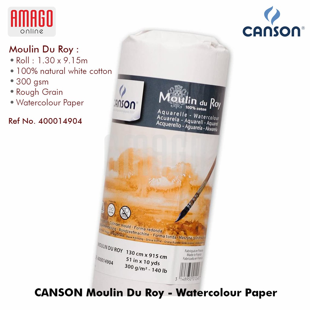 KERTAS CAT AIR - CANSON MOULIN DU ROY ROUGH GRAIN WATERCOLOUR PAPER - 300GR 130X915 CM - 400014904