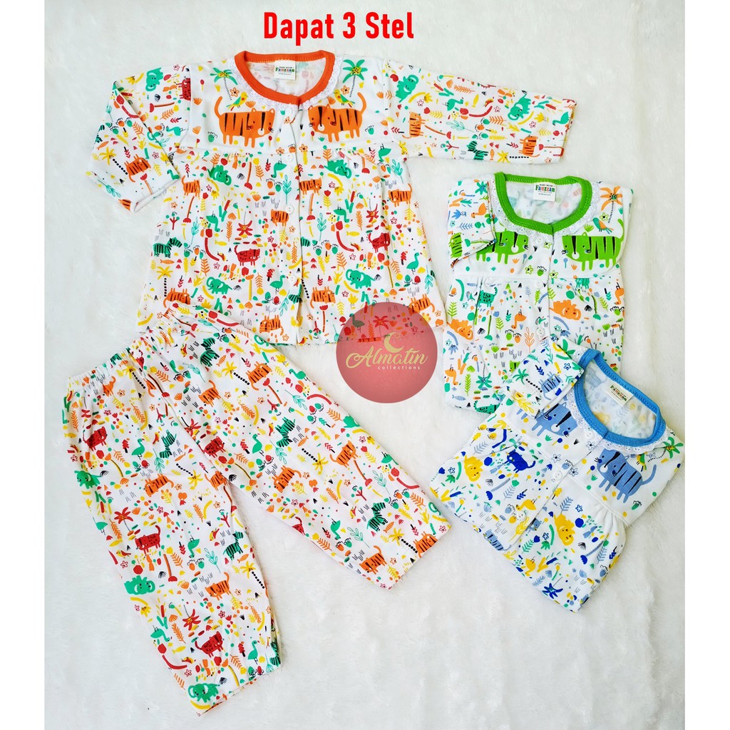 3 STEL STELAN BAJU BAYI PANJANG MOTIF 3 - 18 BULAN SNI / PIYAMA PANJANG ANAK