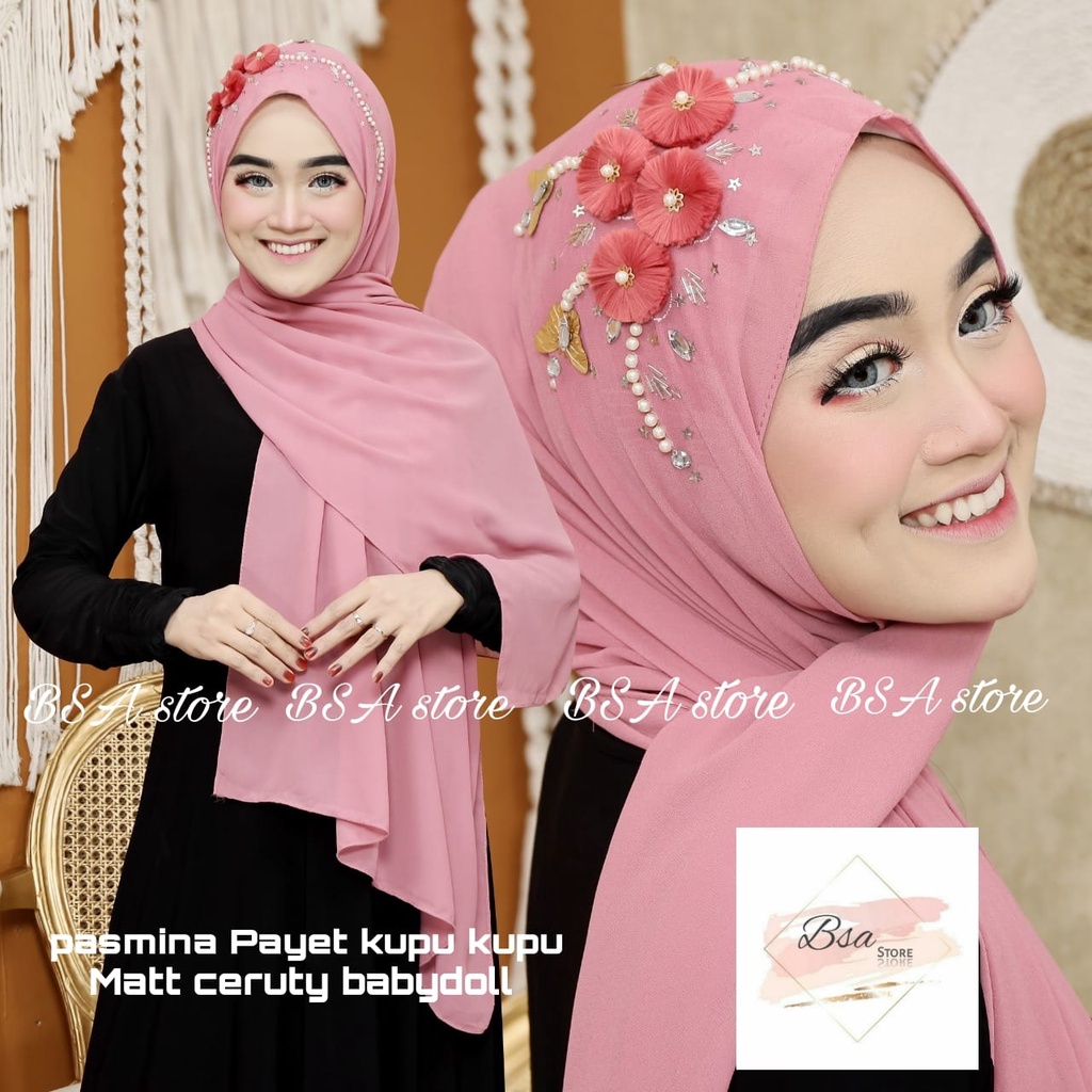 HIJAB PASHMINA PAYET TERBARU / PASHMINA PAYET KUPU KUPU / PASMINA PAYET / PASMINA TALI