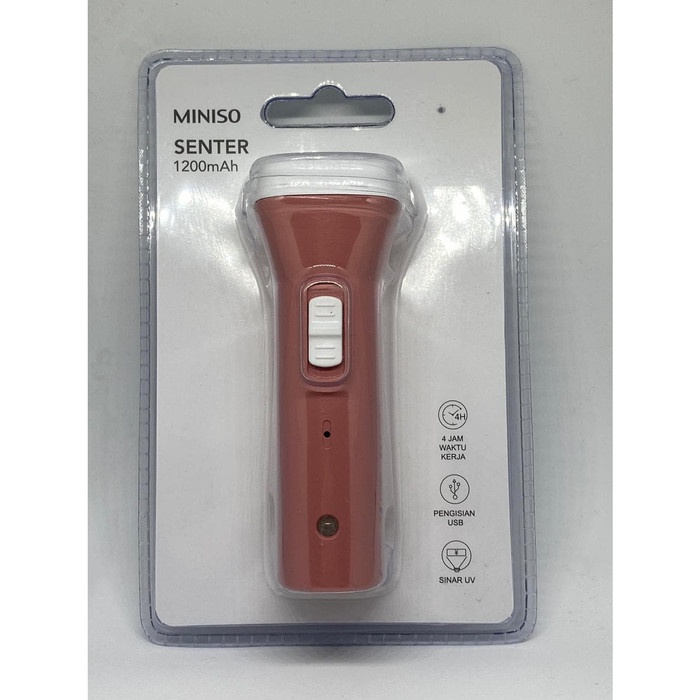 Miniso Flashlight / Senter 1200 mAh - Merah Muda