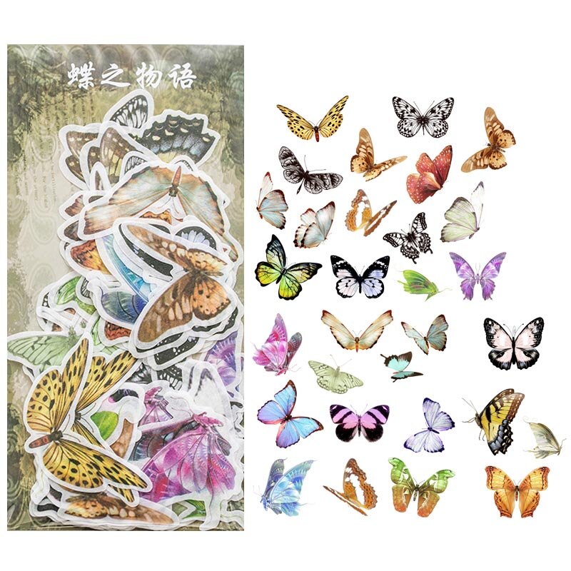 Journamm 60pcs Vintage Plant Stickers Deco Journaling Stationery Washi Paper Retro Material Flowers Leaves Plants Deco Stickers-E