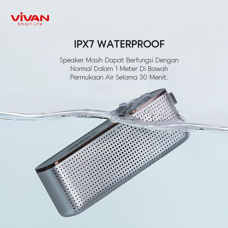 Speaker Bluetooth HI-Fi VIVAN VS10 Portable Waterproof IPX7 10W Mega Bass - Garansi Resmi 1 Tahun