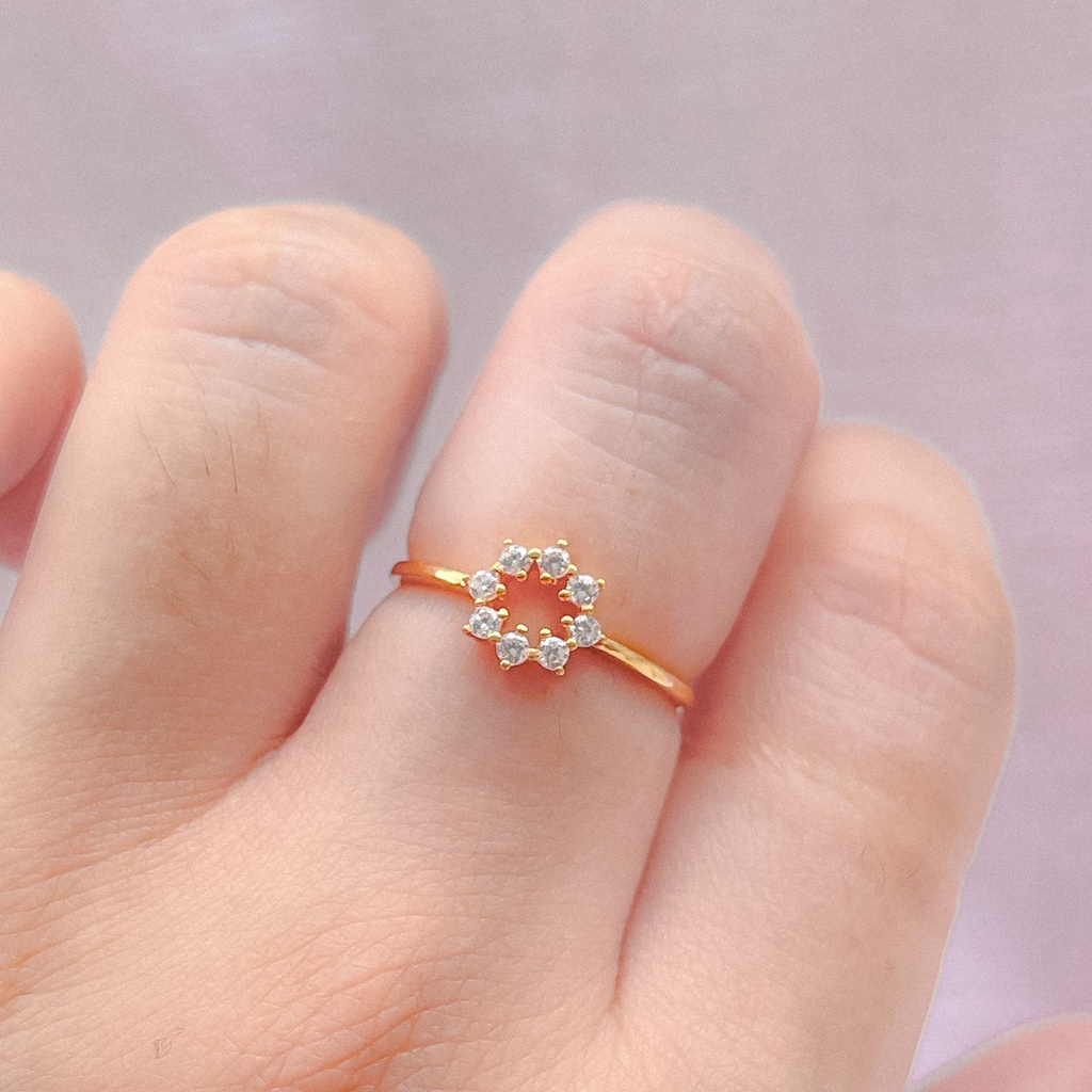 Cincin anak dan dewasa emas asli kadar 700 70% 16k model love bulat permata kilat simple heart 1 gram ringan HWT