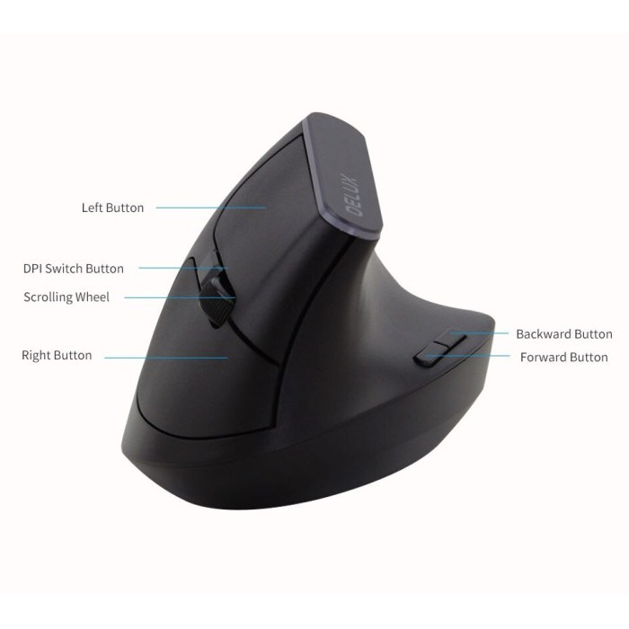 Delux M618C M618DB Dual Mode Vertical Bluetooth wireless Mouse Mirip MX Vertical