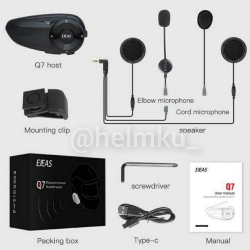 Intercom Helm EJEAS Q7 Radio FM Bluetooth Sena Killer