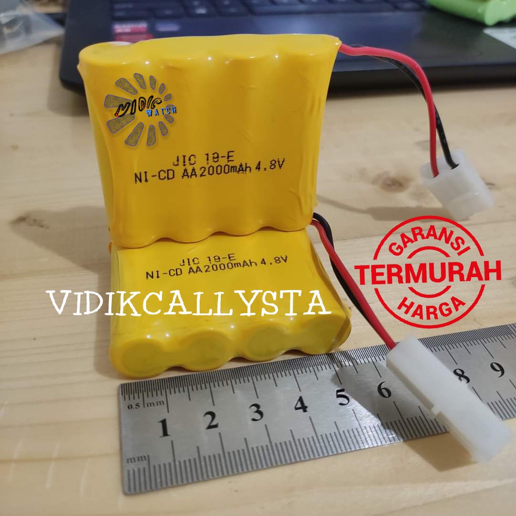 Baterai NiCd RC AA 2000mAh 4.8V Socket Putih isi 4