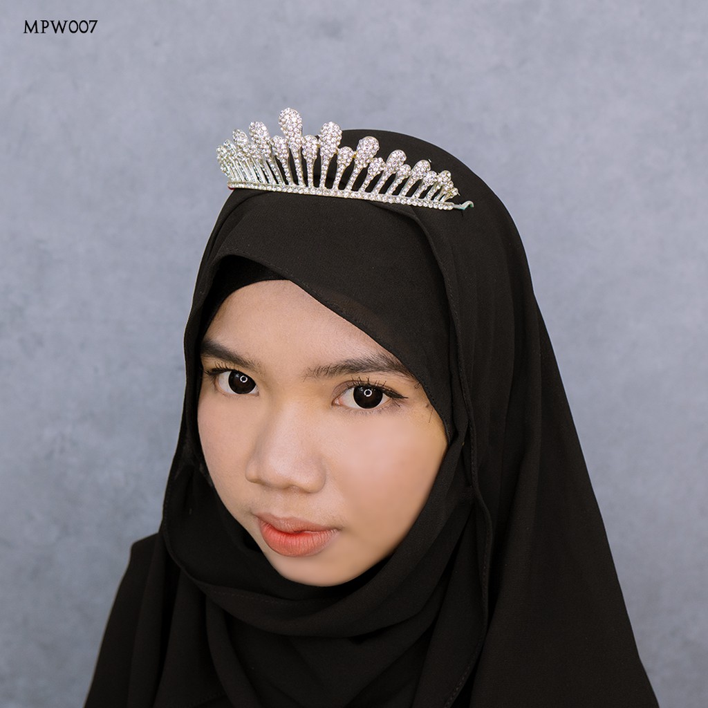 [STOK TERBATAS] MAHKOTA HIJAB WEDDING ASESORIS WANITA PUTIH SILVER MPW007