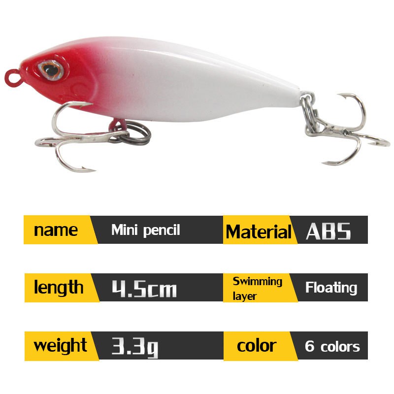 SYFishing 1Pcs New Mini Pencil Umpan Pancing 4.5cm 3.3g Swimbait Minnow Fishing Lure Floating Bass Wobbler Bait Kail Ikan Memancing Tackle