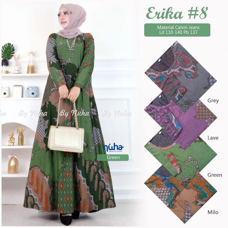 Erika 8 - Gamis Calvin Jeans Terbaru LD110+ Jumbo / Hapsari maxy / 023-6989