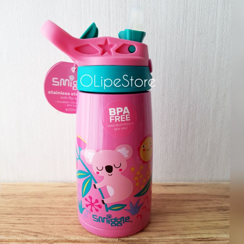 SMIGGLE - Steel Flip Junior Lil Mates Bottle Botol Stainless Koala