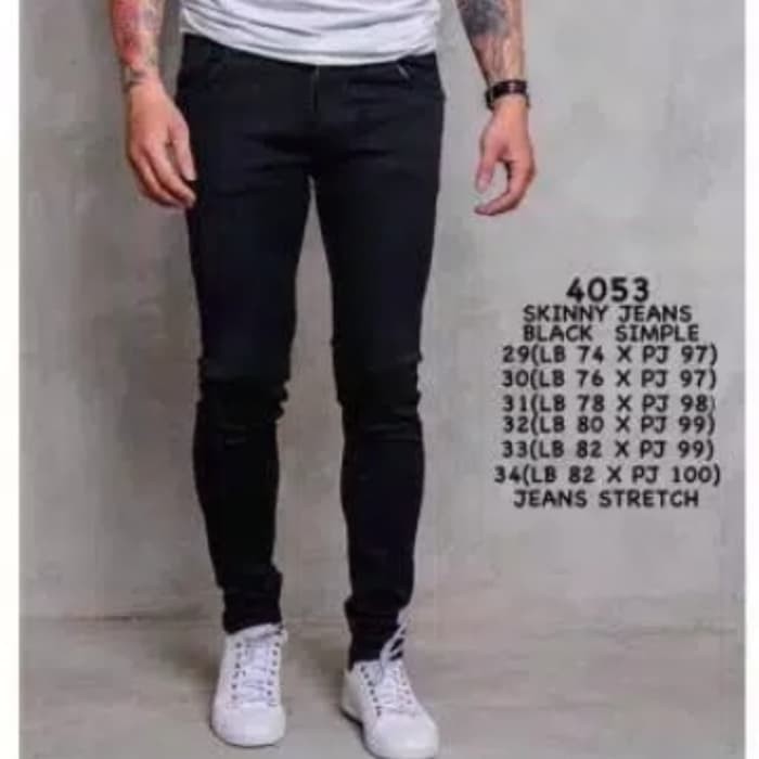Celana Jeans Skinny Pria Premium Black Simple Basm S8X8