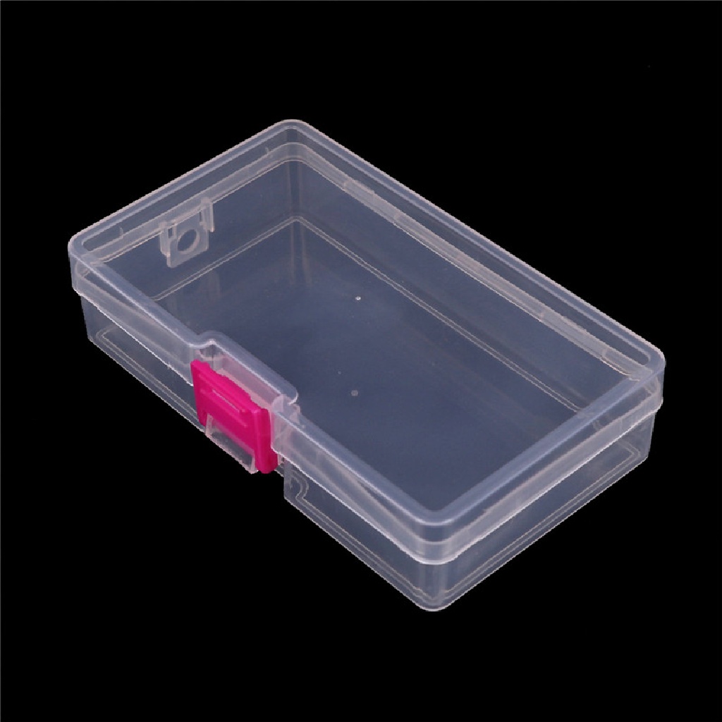 (lightoverflow2) Kotak Penyimpanan / Organizer Perhiasan / Craft Bahan Plastik Bening Dengan Gesper Pink