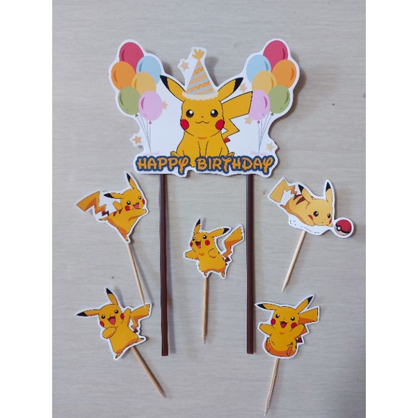 TOPPER PIKACHU / CAKE TOPPER PIKACHU / TOPPER KUE PIKACHU / TOPPER POKEMON / TOPPER KUE ULANG TAHUN 