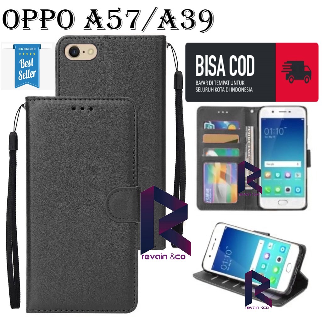 OPPO A57/A39 SARUNG KULIT FLIP WALLET LEATHER KULIT PREMIUM SARUNG BUKA TUTUP FLIP CASE OPPO A57 A39