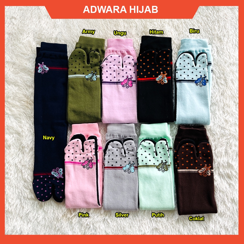 Kaos Kaki Jempol Wanita Muslimah Motif Kupu-Kupu (Panjang dan Tebal)