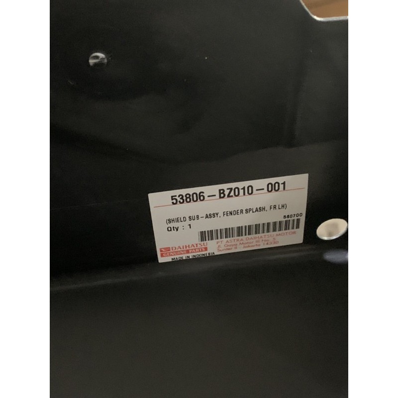 Liner Fender Depan Kiri Allnew Rush Allnew Terios 2019-2021 Original 53806-BZ010-001