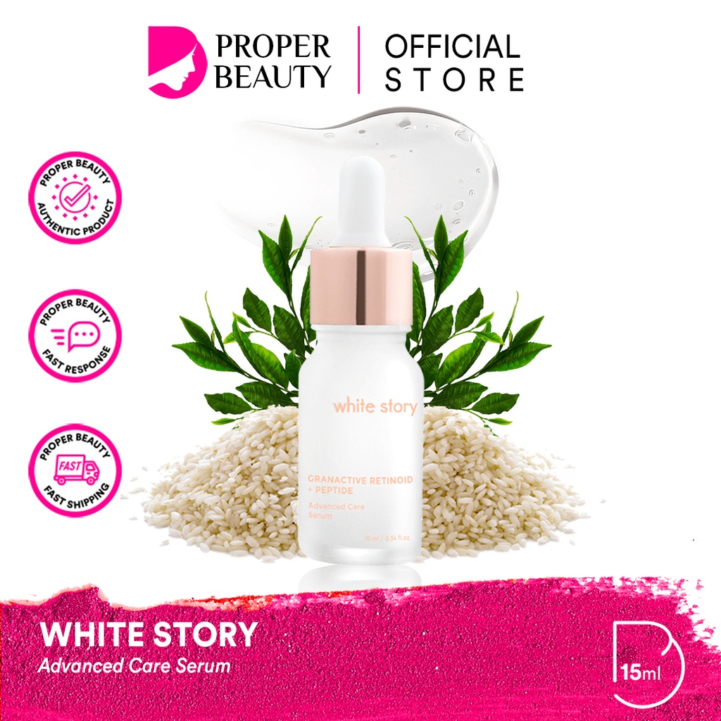 WHITE STORY Advanced Care Serum Indonesia / Brightening Acne Hydrating Soothing Exfoliating Peeling / Facial Wash Toner Essence Day Night Underarm Eye Cream Gel Clay Mask Masker Wajah Cleanser Cleansing Moisturizer Body Scrub Soap Face Oil / Paket Lengkap