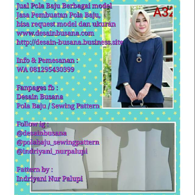 POLA PRODUKSI BLUS 01 [ Pola Baju Sewing Pattern ]