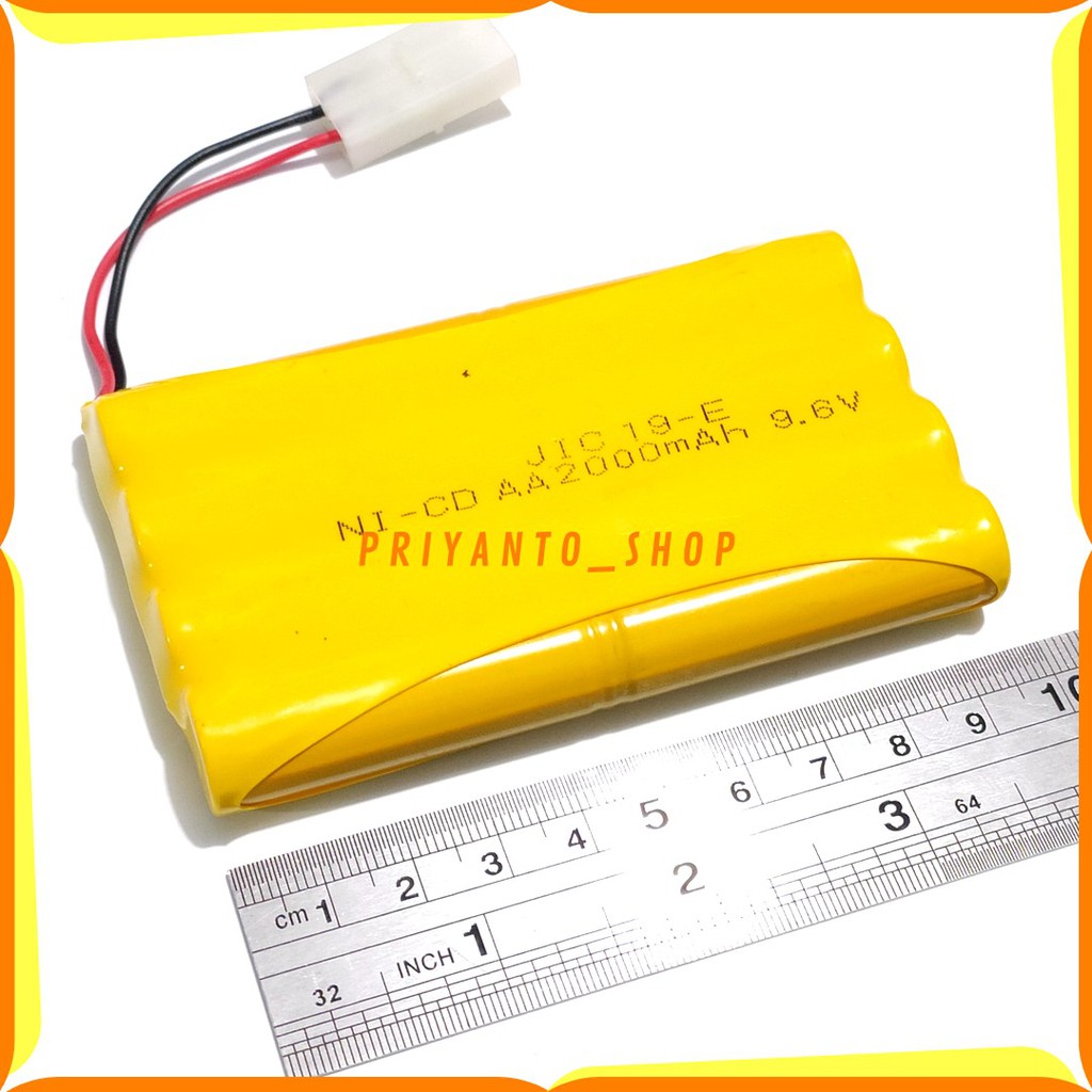 Baterai Ni Cd RC AA 2000mAh 9.6V Model 2 Socket Putih isi 8