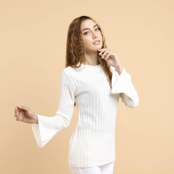 SWEATER RAJUT FASCIA PUTIH WANITA