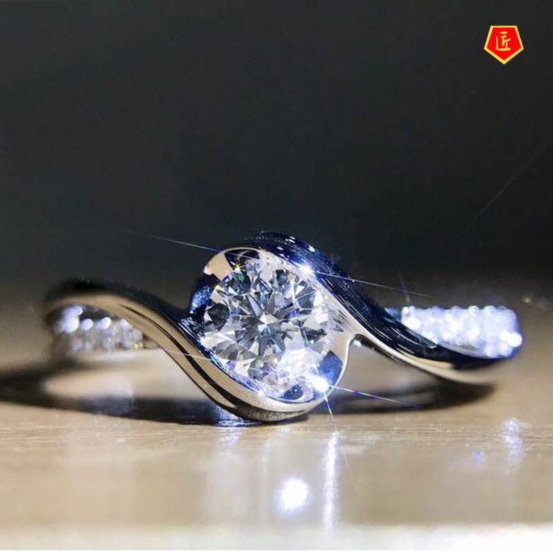 [Ready Stock]Simple 18K Platinum Diamond Ring