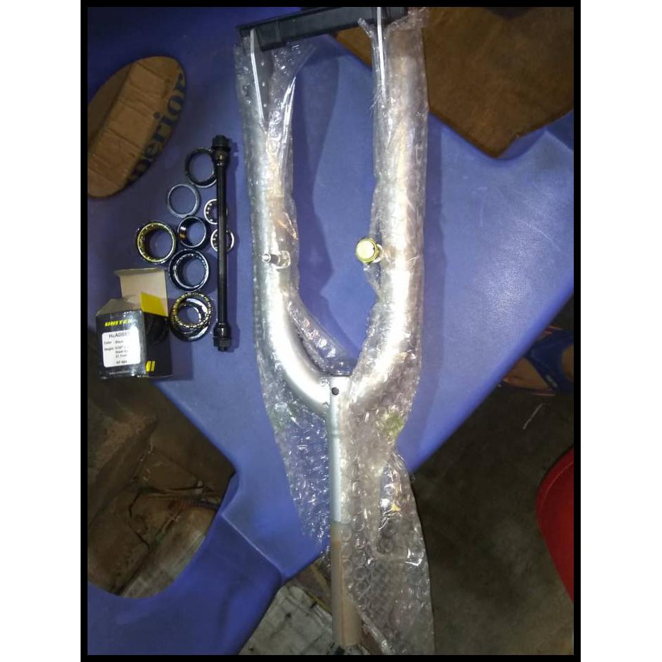 FORK 20 GENIO + KOM STIR + AS BELAKANG DAN PELOR, GARPU SEPEDA BMX