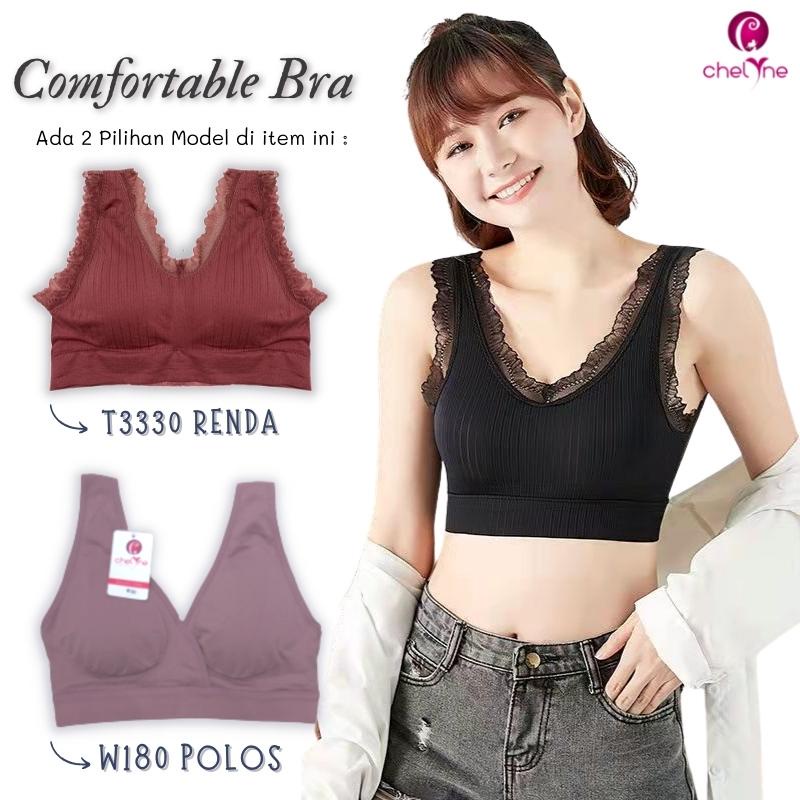 Chelyne BH Sport Miniset- W180 Polos / T3330 Renda Basic Sport Bra Seamless Rajut Premium Kait Belakang