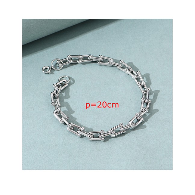 LRC Gelang Fashion Silver Thick Chain Alloy Hollow Mens Bracelet Y64702