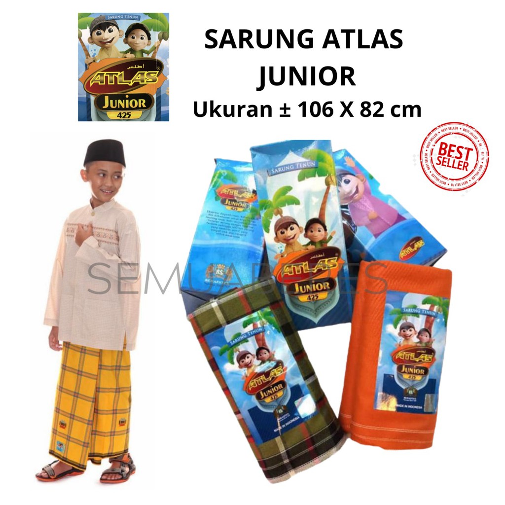 Sarung Atlas SD SMP Junior - Kain Tenun Anak Laki Cowo Sholat Solat